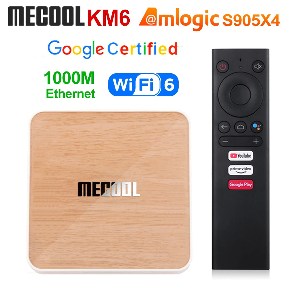 Mecool KM6 Amlogic S905X4 Deluxe Edition TV Box Android 10 4GB 64GB Wifi 6 Google Certified Support AV1 BT5.0 1000M Media Player