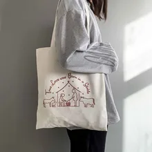 Женская Холщовая Сумка через плечо, Большая вместительная сумка из хлопчатобумажной ткани, сумки для покупок, женская сумка, многоразовая пляжная сумка для покупок 12C