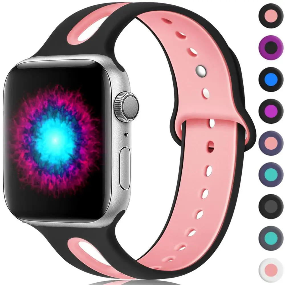 

Watch Band For Apple Watch Band 42mm 38mm 44mm 40mm Strap Silicone Iwatch Bands Compatible For Apple Watch Series 4/3/2/1 Sport