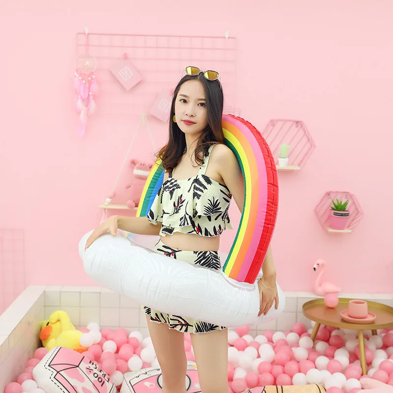 

INS Online Celebrity Photographic Prop with Sequin Inflatable Rainbow Swimming Tube Adult Cloud Floating Island Buoy