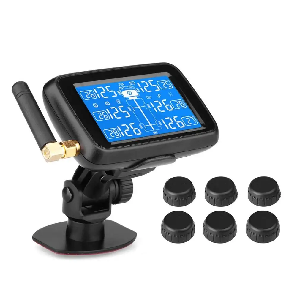 

RV TPMS Tire Pressure Monitoring System Wireless 6 Anti-Theft Sensors for RV Truck Bus Trailer Real-time Monitor Tire Pressure