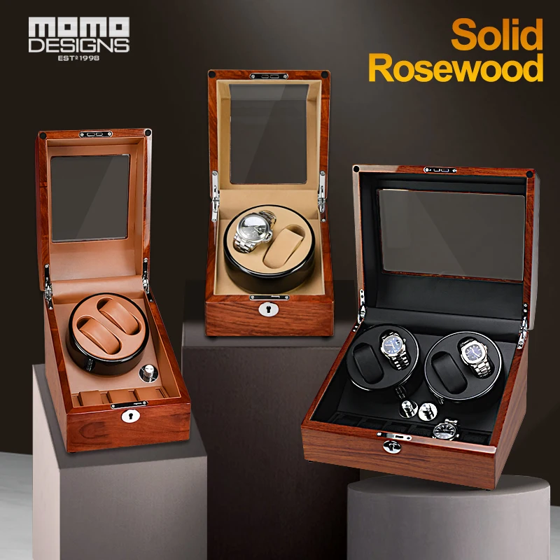 Высококачественная Автоматическая наматывающая коробка для часов Rosewood 2 + 3