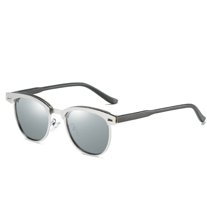 KARL классические поляризационные солнцезащитные очки без оправы, мужские брендовые дизайнерские ретро солнцезащитные очки для вождения, рыбалки TR90, металлическая оправа UV400 - Цвет линз: Gun  Silver