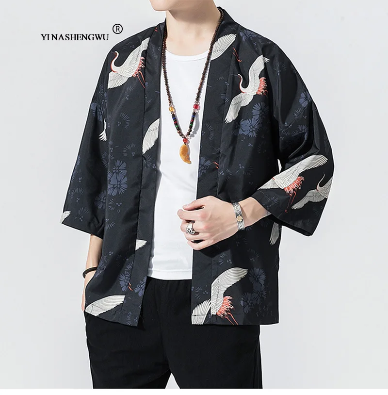 Yukata, женское традиционное японское кимоно, Harajuku, пара кимоно, кардиган для мужчин, Пляжная свободная тонкая рубашка, Солнцезащитная рубашка, пальто