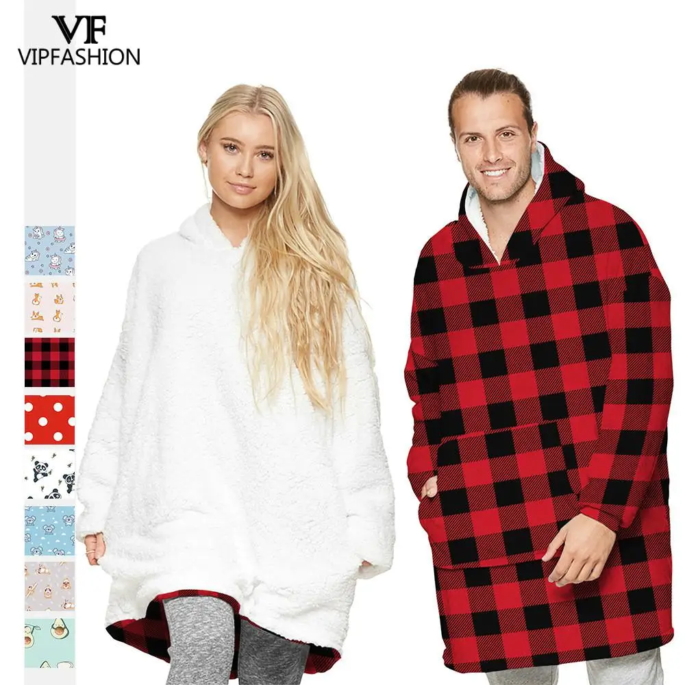 

VIP FASHION Women Top Hoodies Winter Keep Warm Fleece Flannel Pullover Long Sleeve Sweatshirt Christmas Blanket Comfort Bathrobe