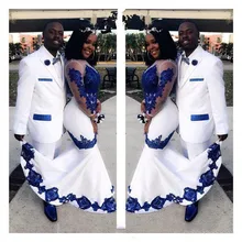 royal blue and white wedding gowns