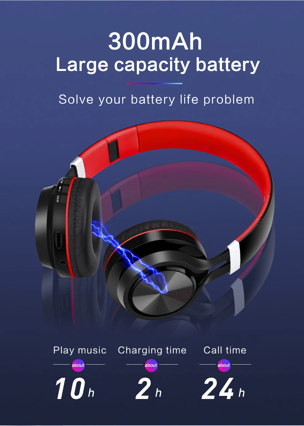 Bluetooth гарнитура с глубоким басом, складные наушники для домашнего кинотеатра, гарнитура для компьютера, ПК, MP3, музыка для iPhone, Xiaomi, поддержка TF карты