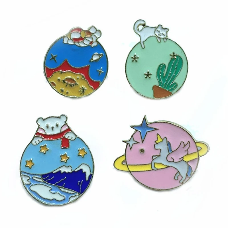 Delicate Horse Unicorn Wings Cartoon Enamel Pin Set Button Brooch Jacket Badge Jewelry Gift For Kids