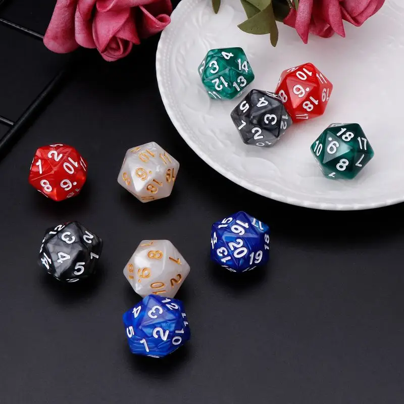10 шт./компл. 20 кубика D20 многогранные кубики для подземелья и дракон D&D ролевой игры поли настольные игры