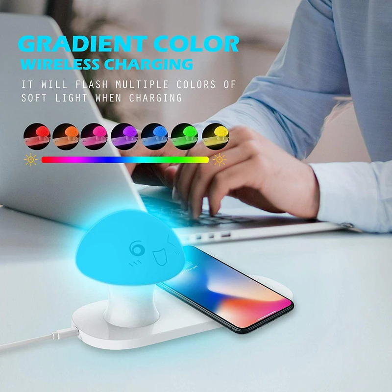 TOUHONEST Night Light 10 W / 7.5 W QI Fast Wireless Charger Touch Control Table Coloful Lamp Compatible For iPhone11Pro Max XS