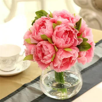 

10 Heads Artificial Peony Flower Simulation Bouquet Wedding Party Home Floral Decor Fake Flower
