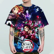 2021 letnie nowe Harajuku namiętne japońskie Anime Demon Slayer 3D T-shirt z nadrukiem popularne chłopięce koszule męskie moda tanie tanio Daily SHORT CN (pochodzenie) COTTON POLIESTER Z OCTANU Na wiosnę i lato Na co dzień Z okrągłym kołnierzykiem tops Z KRÓTKIM RĘKAWEM
