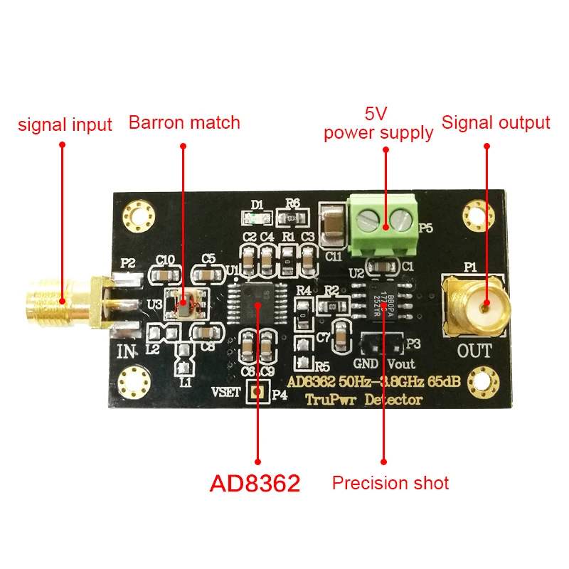 FULL-Ad8362 модуль до 3,8 ГГц радиочастотный Радиочастотный детектор, среднеквадратический детектор, линейный дБ, функция вывода, демонстрационная плата