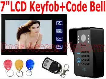 

7"inch Color Display Video Door Bell Intercom security system door access controller kit with remote controller keyfobs+Password