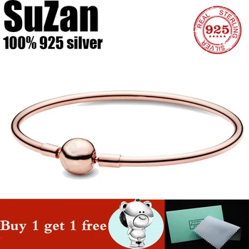 

Suzan Authentic original logo 100% 925 sterling silver pan charm chain bracelet for women fashion luxury temperament DIY jewelry