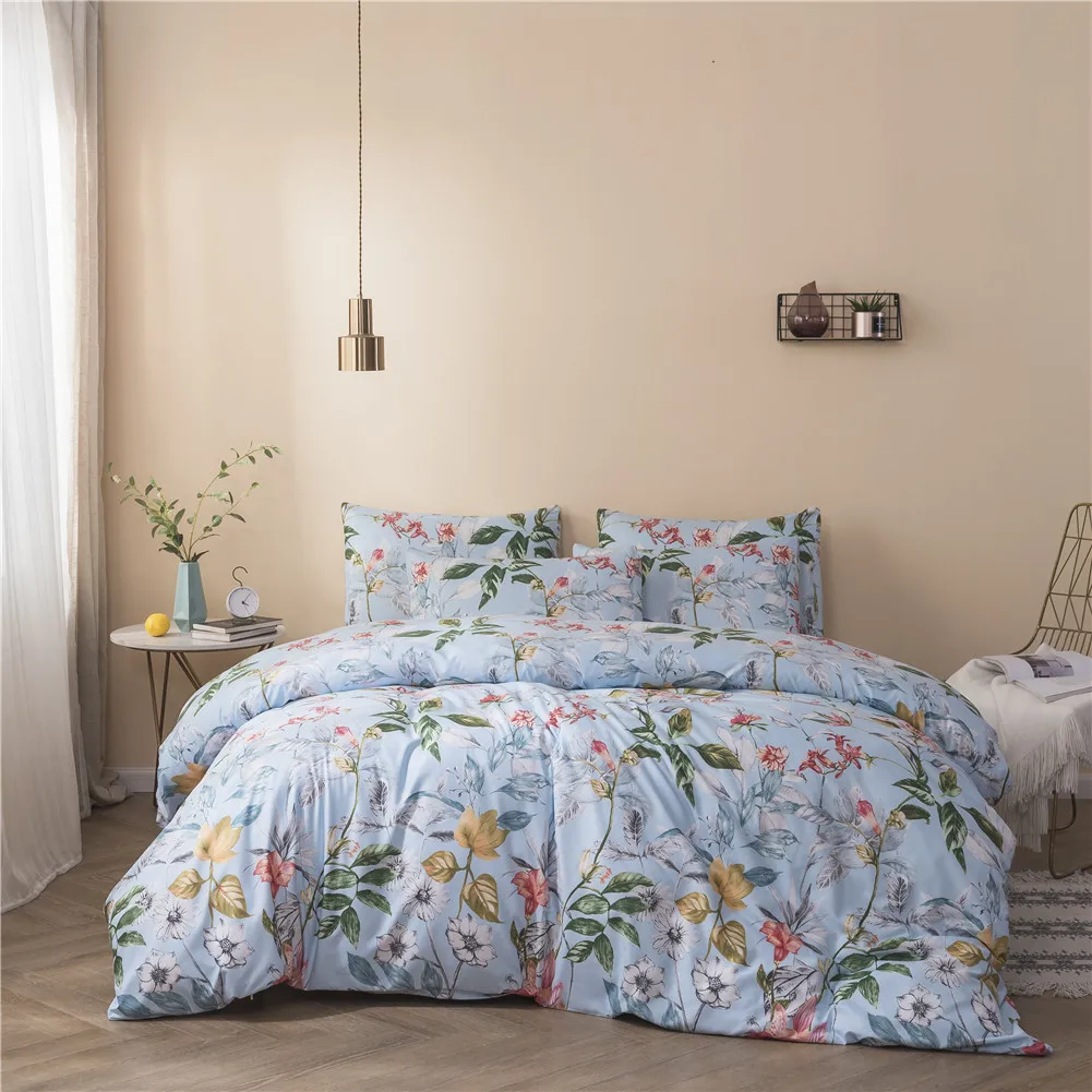 

Washed Cotton Bedding Set Three-piece Set America Size Hot Selling Printed Suit Bedding Textile Duvet Cover Set