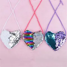 Блестки любящее сердце детская Монета Сумка на плечо для девочек мини сумка маленькая монета кошелек детские сумки