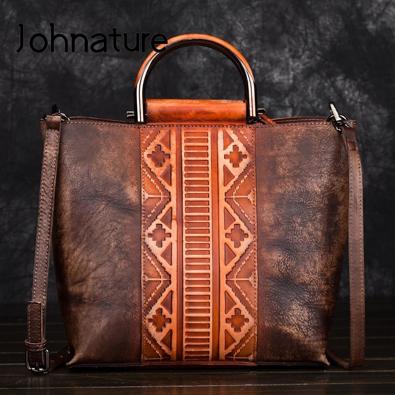 Женская сумка-Кроссбоди Johnature повседневная вместительная сумка из коровьей кожи