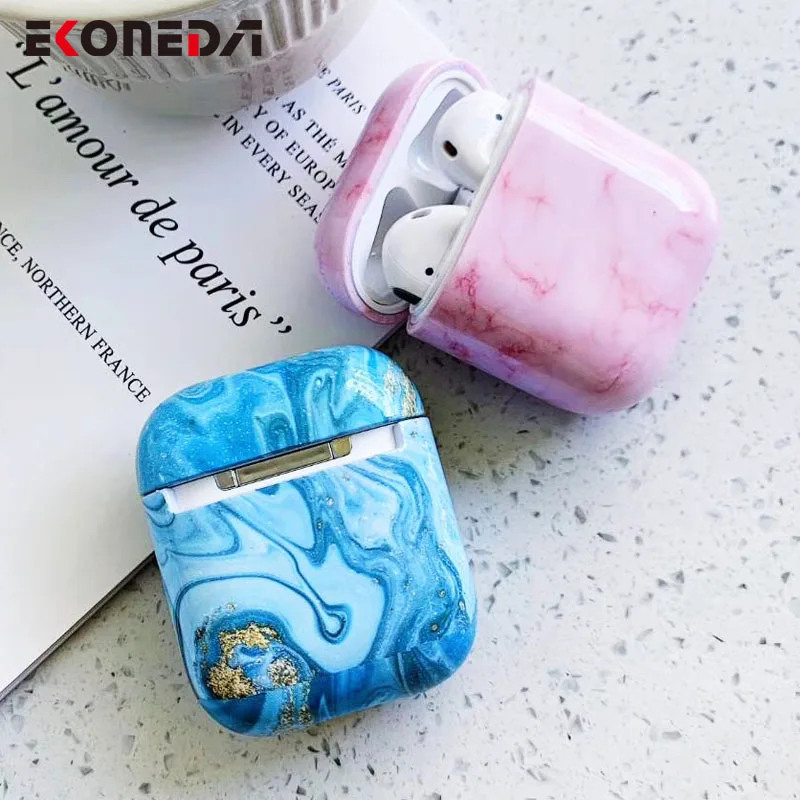 EKONEDA рисунок под мраморный камень защитный чехол для Airpods пластиковый жесткий чехол глянцевый чехол для Airpods