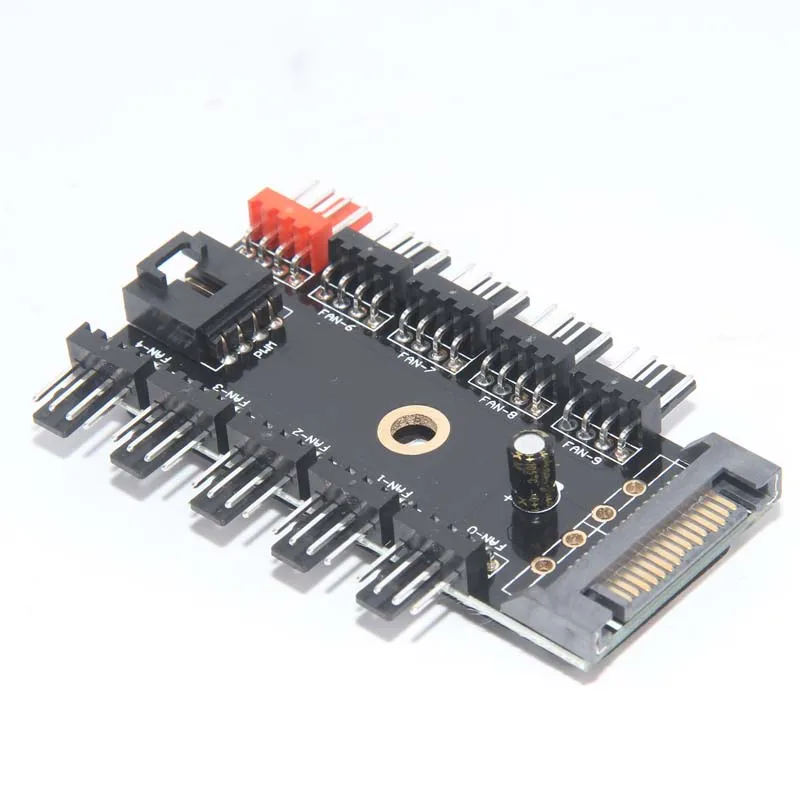 Newest Black 1 to 10 PC Cooler Cooling Fan Hub Splitter Cable Pwm SATA 12V Power Supply Speed Adapter for Computer Miner Mining