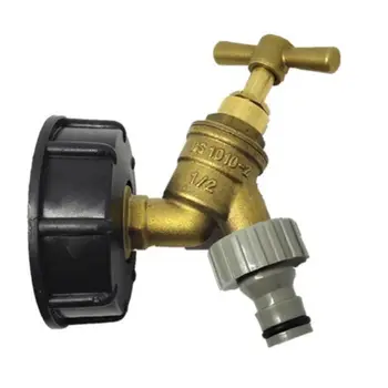 

IBC Tank Adapter IBC Tote Tank Drain Adapter S60X6 to Brass Garden Tap with 1/2" Hose Fitting Oil Fuel Water