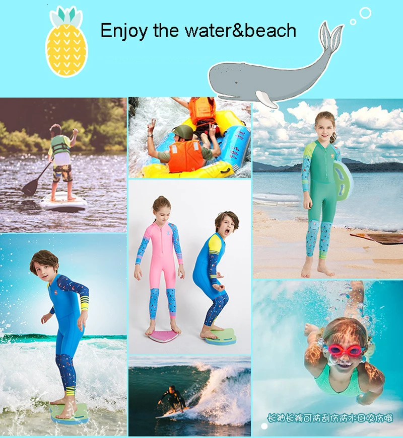 Погружение парус Цельный купальник с длинным рукавом UPF 50+ дети дайвинг Рашгард купальники для девочек и мальчиков Защита от солнца пляжный костюм гидрокостюм