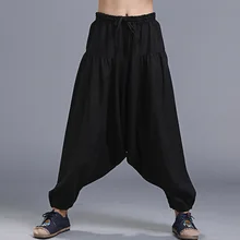 Новое поступление, летние льняные шаровары для мужчин, модные повседневные мужские свободные тонкие брюки, широкие брюки, мешковатые брюки, Pantalon Homme