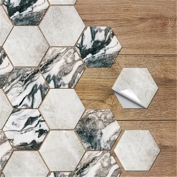 

DIY Non-Slip Hexagon Tiles Wall Sticker Waterproof PVC Self-Adhesive Tile Decal For Kitchen Bedroom Smooth Surface Decor