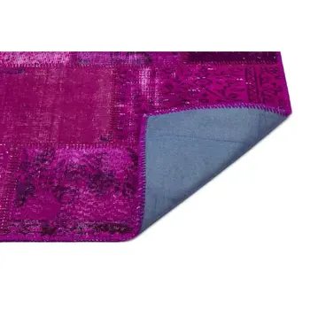 

Handmade Fuchsia Vintage Overdyed Patchwork Area Rug 120x180 Cm-3'11''X5'11''