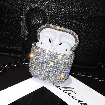 

Luxury Diamonds Bling Hard Case Bluetooth Earphone Headphones Protective for Apple Airpods Cover Case Accessories with Key Ring