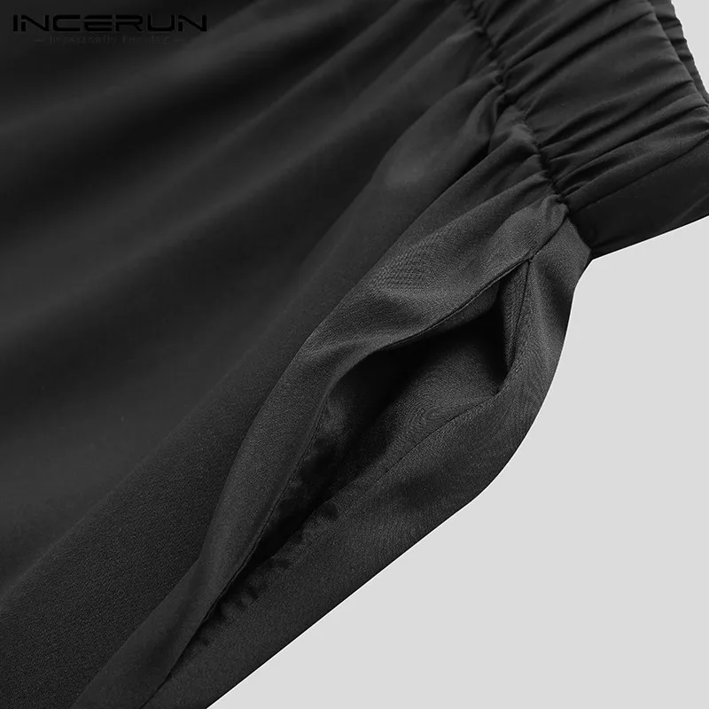 INCERUN/модные мужские однотонные Широкие штаны-шаровары в стиле панк; повседневные брюки; мешковатая танцевальная одежда; необычные мужские уличные спортивные штаны