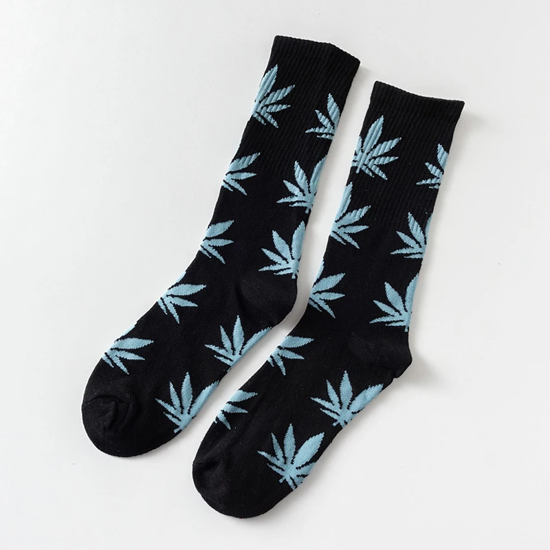 Мужские носки из конопляного волокна, забавные Модные Повседневные Дышащие хлопковые спортивные носки в стиле Харадзюку каваи в стиле хип-хоп с вышитыми кленовыми листьями - Цвет: 30