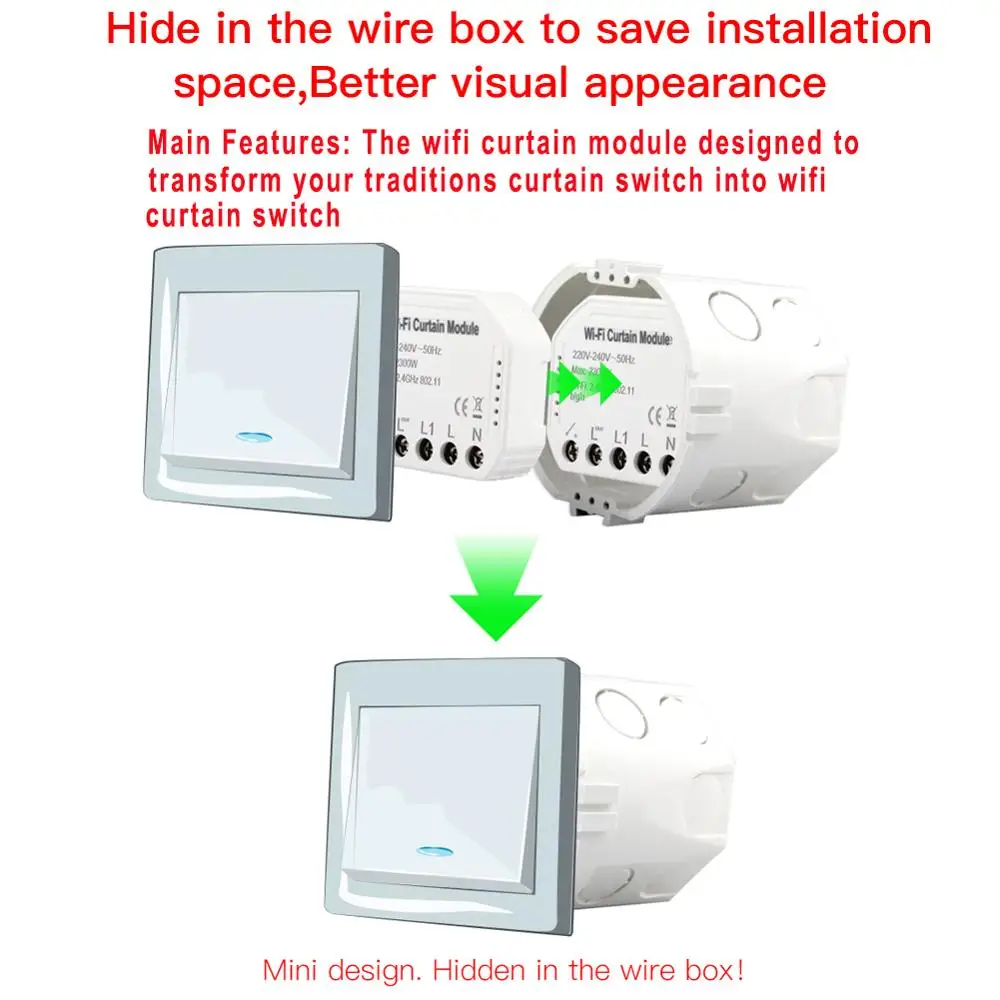 Smart Life WiFi Smart Curtain Blinds Module Switch Roller Shutter Motor Tuya Wireless Remote Control Works Alexa Google Home