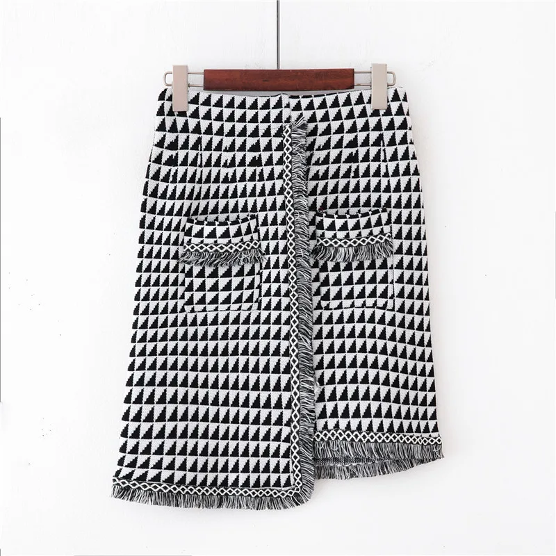 

Short Skirt Women's Knitted Skirt Autumn And Winter Skirt High-waisted Korean-style Mid-length Loose-Fit Versatile Slimming Knit