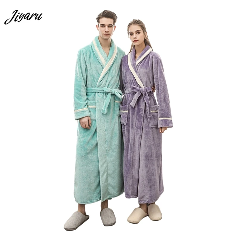 Bathrobe Coral Fleece Kimono Robe Winter Warm Sleepwear Lovers Couple Nightgown Bath Robe Bridesmaid Long Dressing Gown