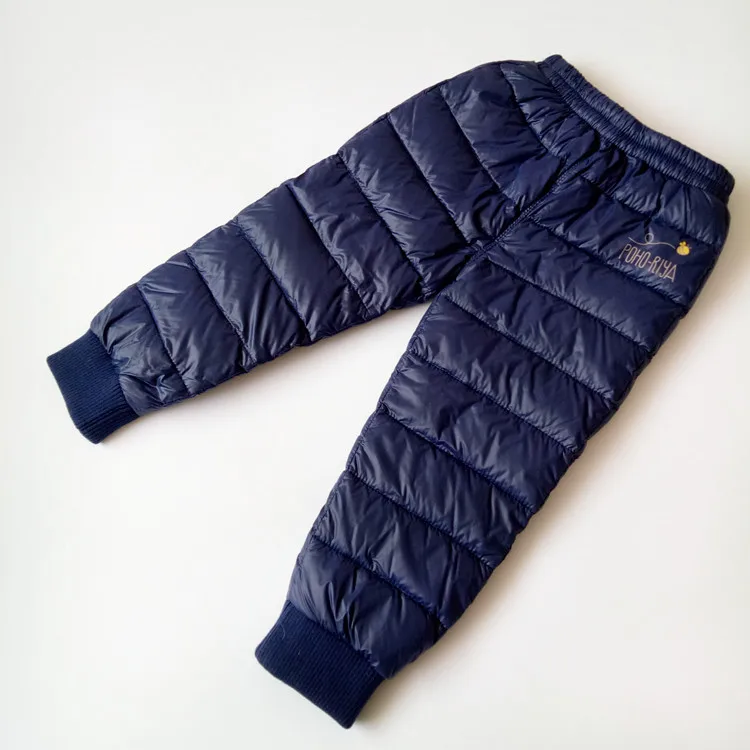 dark blue Детские Пуховые штаны на весну и осень; уличная одежда для отдыха на природе и игр; утолщенный поясной светильник; теплая одежда для маленьких мальчиков и девочек; брюки - Цвет: dark blue