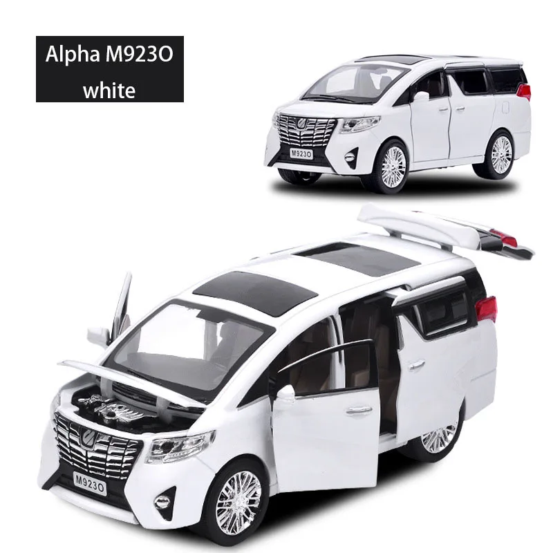 

KIDAMI Toyota Elfa 1:24 Alloy Model Car Toys High Simulation Pull Back Sound&Light,6 Openable Doors Collection For Kids Gifts