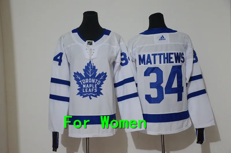 Женская одежда для взрослых с вышивкой Toronto Maple#91 John Tavares 34 Auston Matthews 16 Mitchell Marner Jersey - Цвет: 2