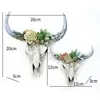 Newest MOTHER'S DAY GIFT Succulent/Flower Cow Skull Wall Decor Nursery Decor Resin Ornament With Hanging Hole Bull Head Pendant 4