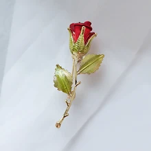 

Red Enamel Rose Flower Brooches For Women Lady Fashion Exquisite Flower Lapel Pin Spring Summer Design Wedding Corsage