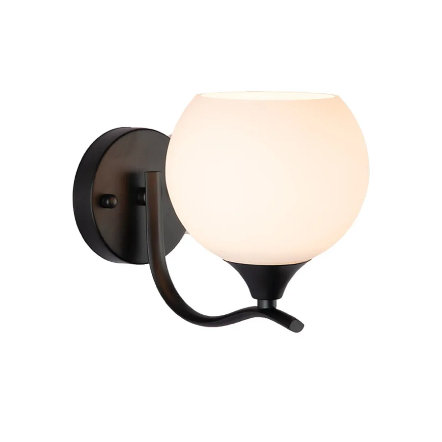 현대 벽 Sconce 중반 세기 산업 매트 글로브 유리 램프 그늘 벽 조명기구 로프트 침실 베란다 허영 라이트