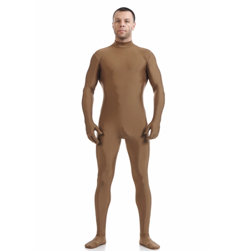 Brown Костюмы зентай, костюм из лайкры и спандекса, облегающий костюм на Хэллоуин, костюм унисекс для взрослых, черный, белый, без капюшона - Цвет: Brown