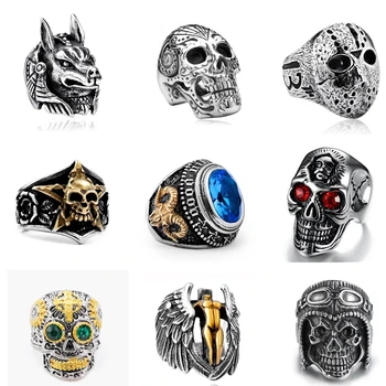 

Vintage Skull Gothic Men Ring Retro HipHop Punk Male Rings For Women Party Steampunk Rings Jewelry Anillo Hombre