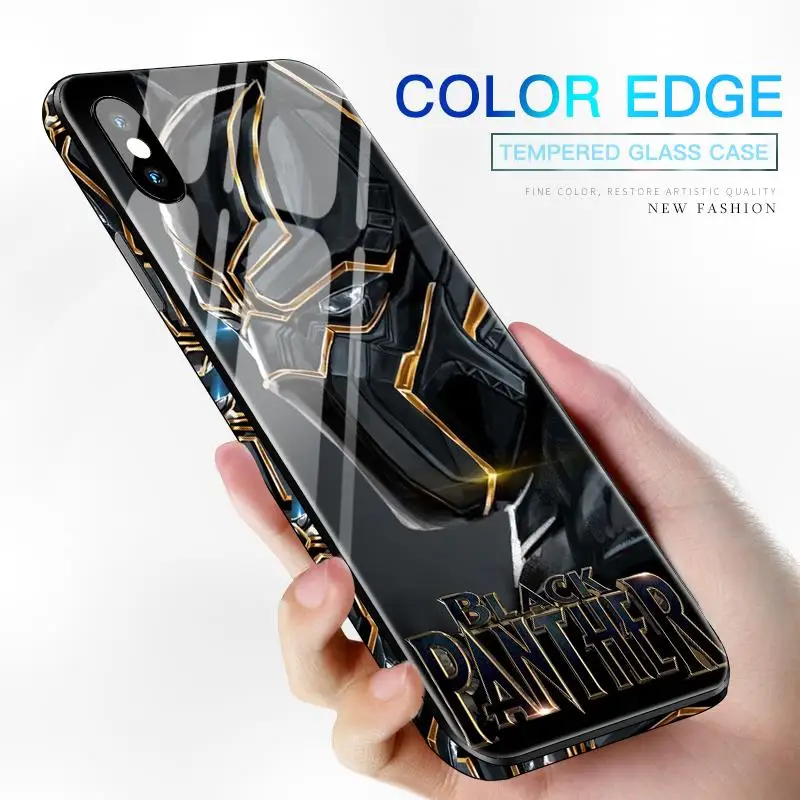 

Marvel Batman Captain America Iron Man Luminous Glass Case For iPhone X 7 8 6 6S Plus XR XS Max Avengers Black Panther Cover xr