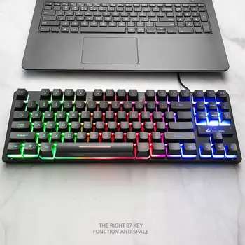

Gaming Keyboard 87 Keys Key Board for PC / Laptop GamerSeven-Color Backlit Wired Keyboard