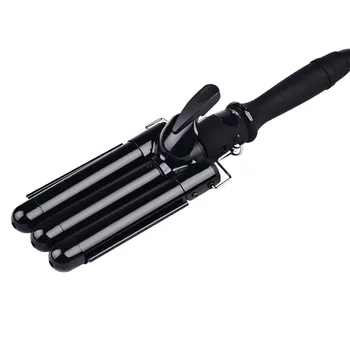 

Three Barrel Curling Iron Wand with LCD Temperature Display - 1 Inch Ceramic Tourmaline Triple Barrels Dual Voltage Crimping