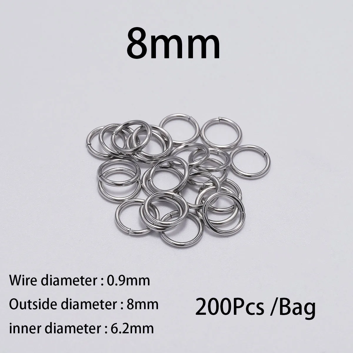 100-200 stücke 3-15mm Edelstahl DIY Schmuck Offene Einzelnen Loops Jump Ringe & Split ring Für Schmuck Machen Zubehör – Detail 12