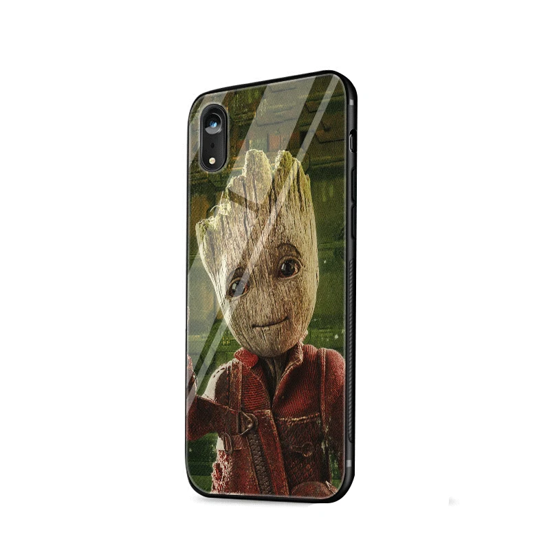 Glass Phone Case TPU Glass For Apple Iphone 5 5s SE 6 6S 7 8 Plus XR X XS Max Cover Baby Groot