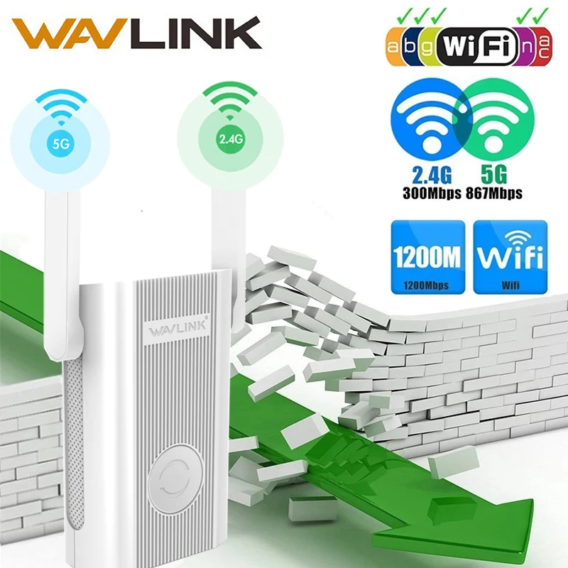 Усилитель сигнала Wavlink 1200 Мбит/с 2 4 + 5 ГГц|Беспроводные роутеры| |