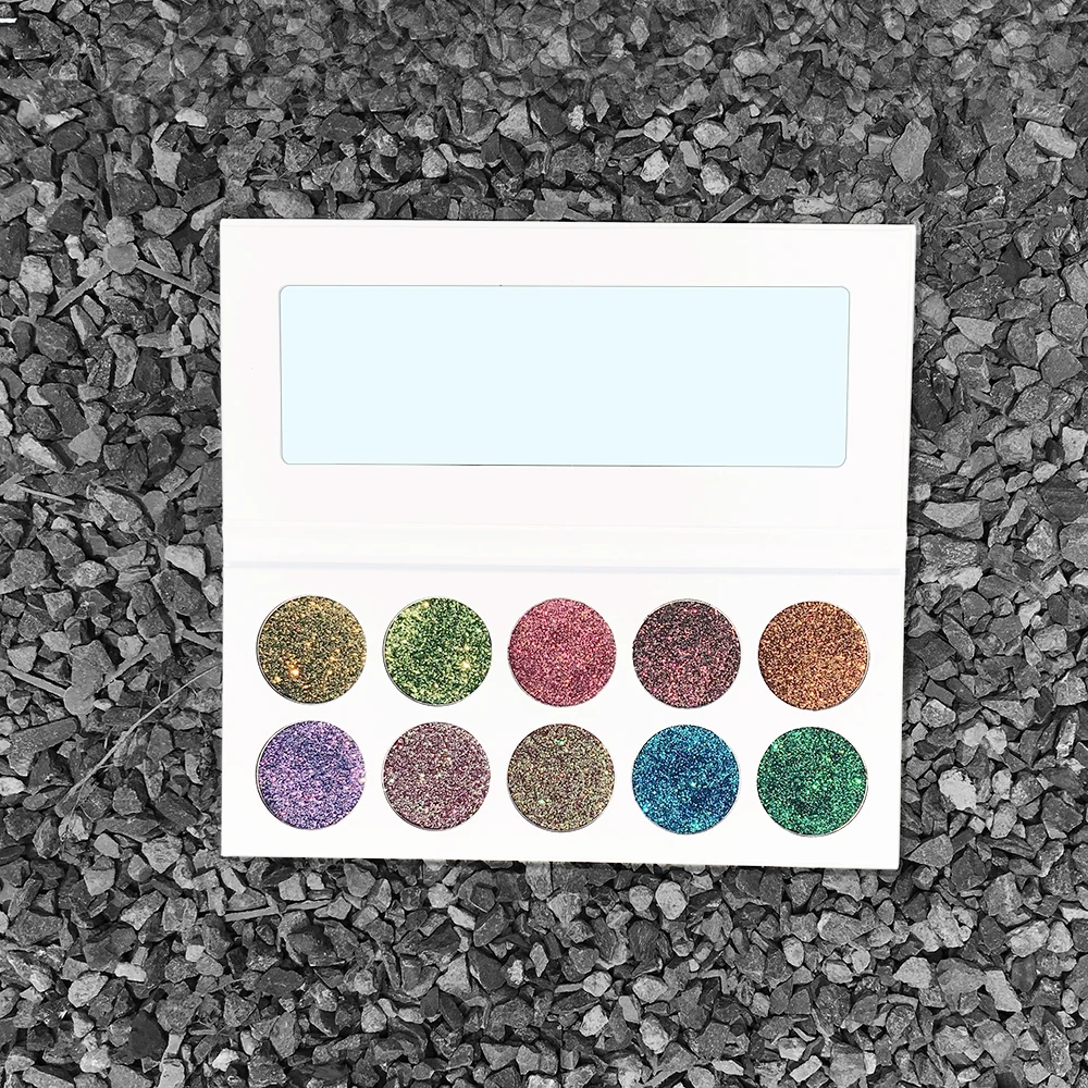 Best Private Label Products 10Colors Glitter Metallic Eyeshadow Palette Glossy Pigment Halloween Christmas Makeup Low MOQ